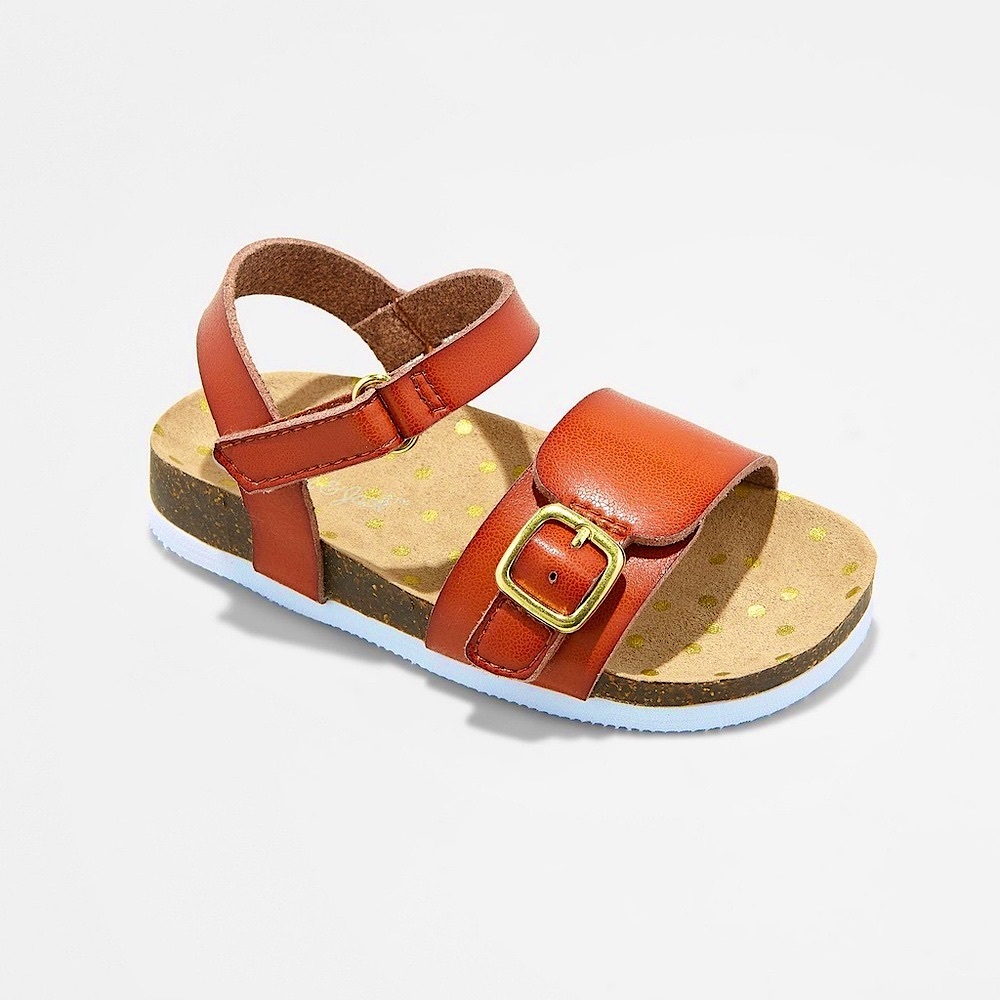 Cat & Jack Cognac Berdie Footbed Sandals, Toddler Girls’ Size 8.